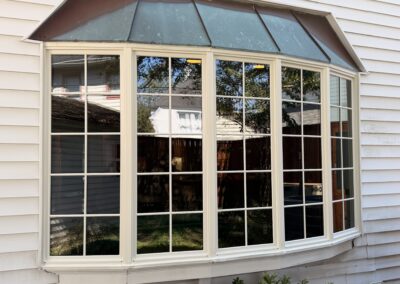 sierra pacific h3 5 panel bow window simulated divided light grids low e 366 glass exterior aluminum linen interior wood stain 2